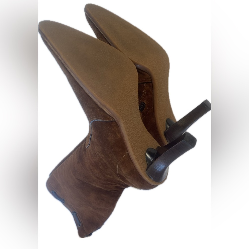 Coach Suade Long Boots, Size 8 B in Chestnut , Zip Closure, Leather Trims - Picture 8 of 15